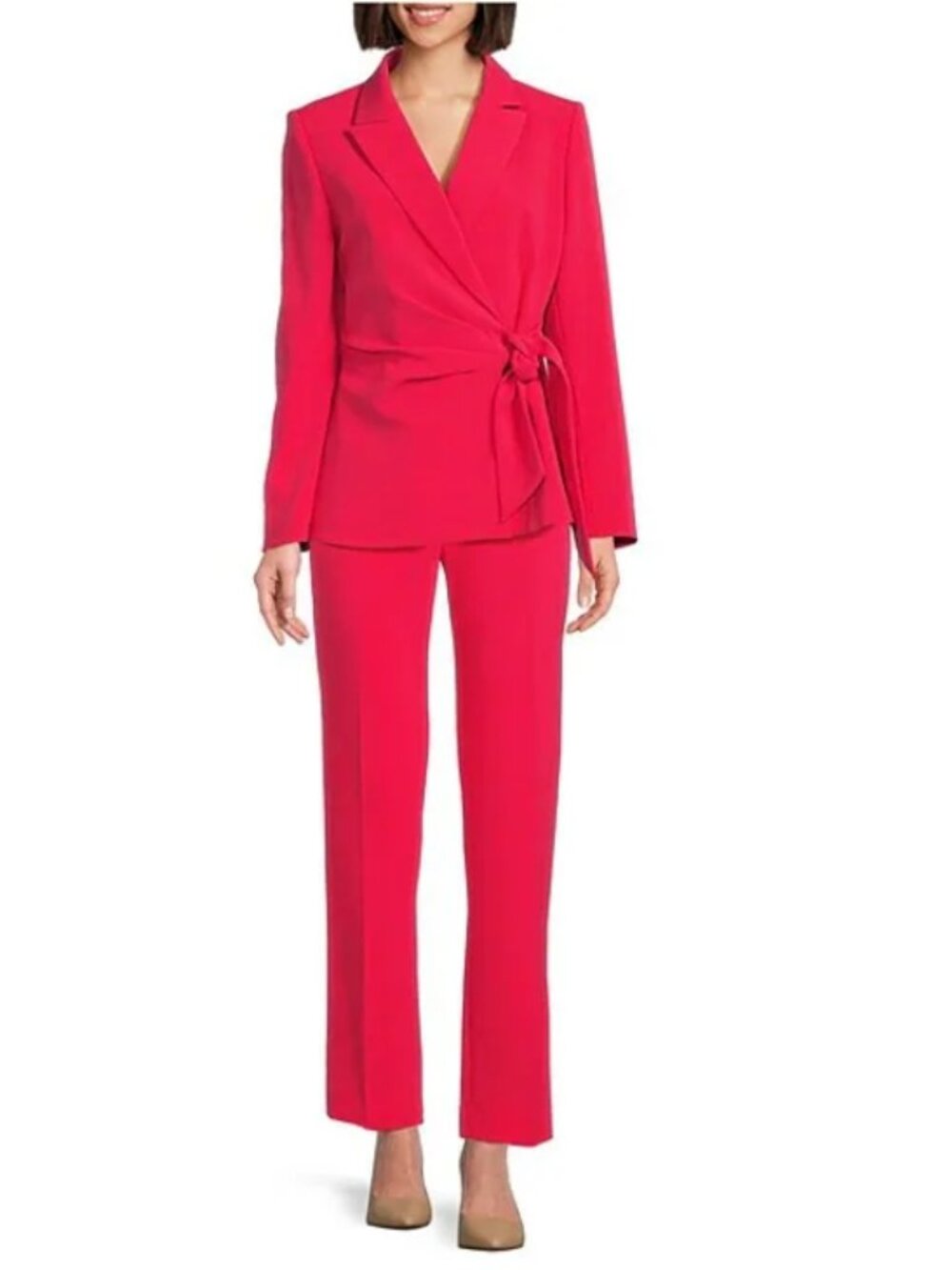 NWT $129 Preston & York Martha Lipstick Red Wrap Crepe Jacket Size 16